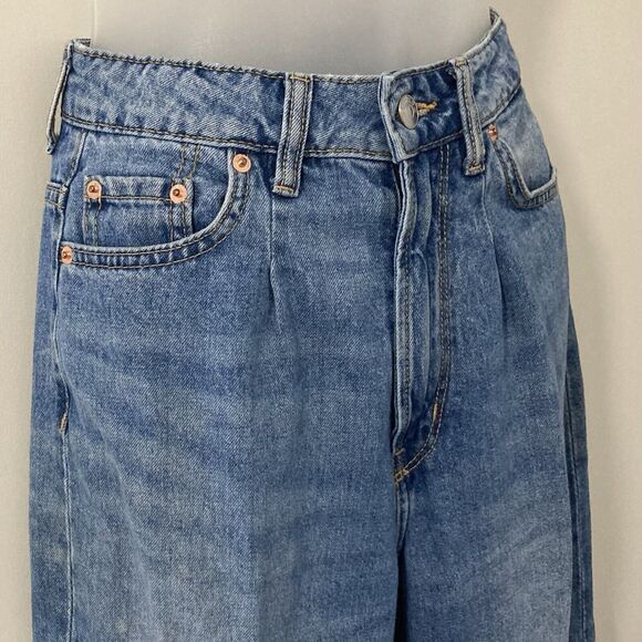 H&M Divided Women’s Size 2 Jeans Denim Button Zip Closure High Rise Blue Pockets - Picture 5 of 11